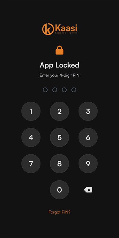 A screenshot of the new PIN Lock security screen